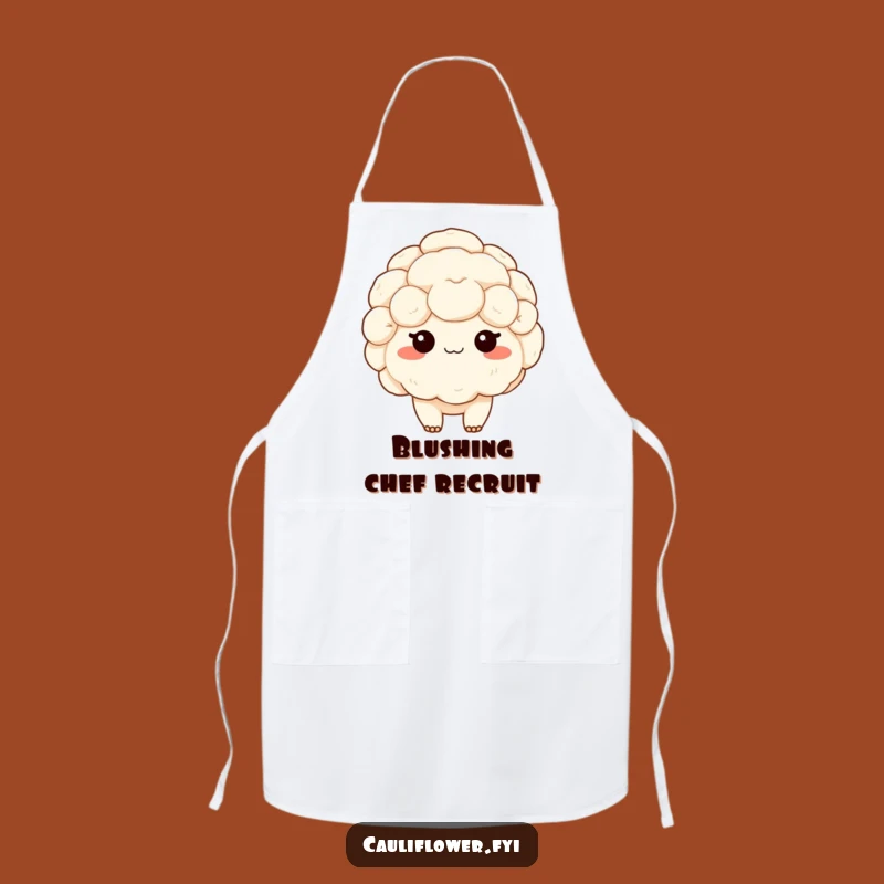 Funny Kawaii Cauliflower Blushing Apron: Cook with Sweet, Shy Charm!