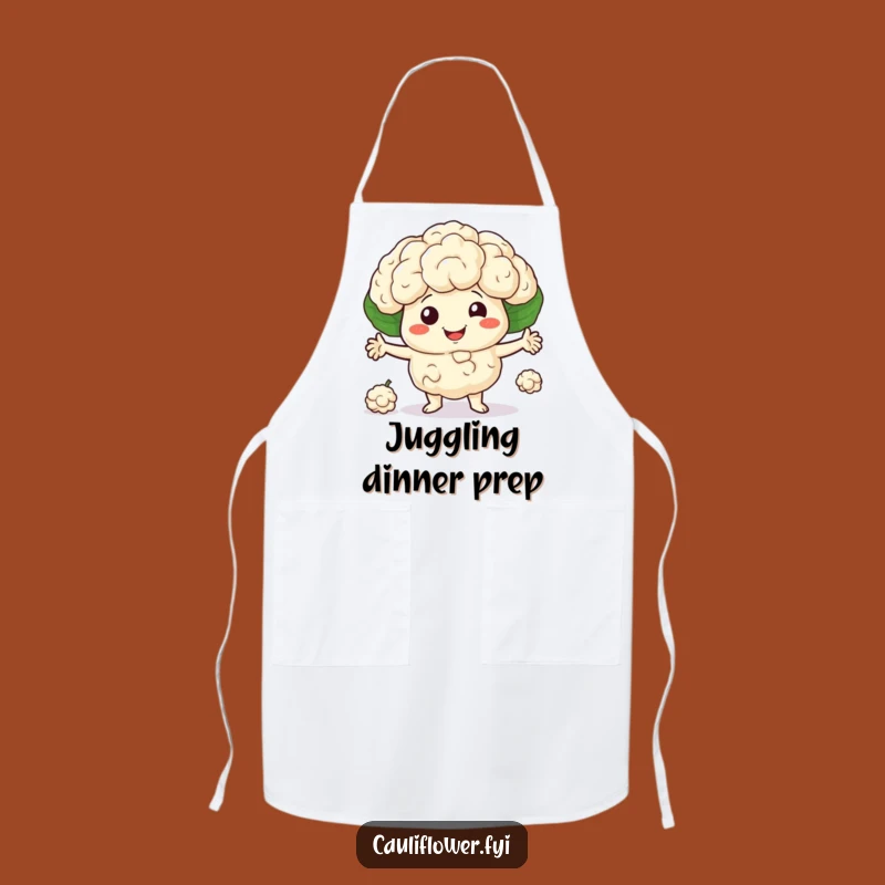Funny Cauliflower Juggling Apron: Hilarious Juggler for Kitchen Fun, Perfect Gift!