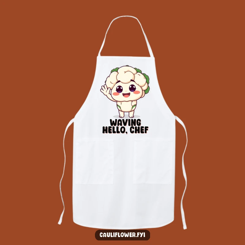 Funny Cauliflower Apron: Happy Waving Veggie for Kitchen Fun, Silly Gift