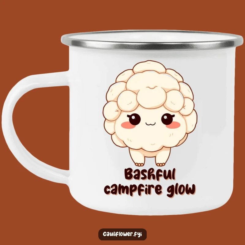 Funny Kawaii Cauliflower Blushing Camping Mug: Sip Shyly with Cute Outdoor Charm!
