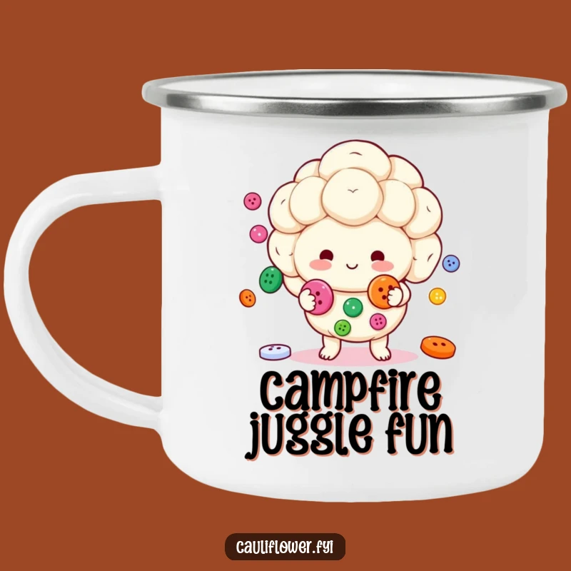 Funny Kawaii Cauliflower Camping Mug: Juggling Fun on the Go!