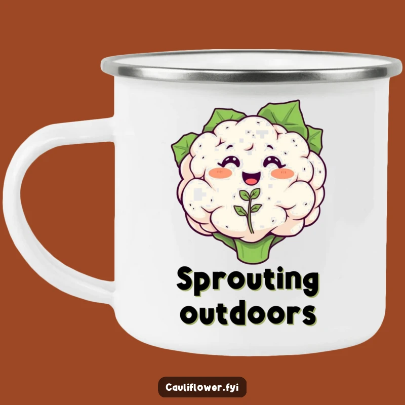 Funny Cauliflower Camping Mug - Durable Veggie Gift for Outdoor Smiles