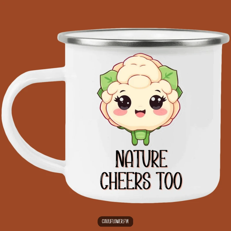 Funny Cauliflower Cheering Camping Mug - Adventure Fuel with Happy Vibes