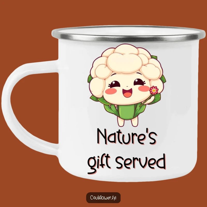 Funny Cauliflower Flower Camping Mug - Sweet Sips Outdoors!