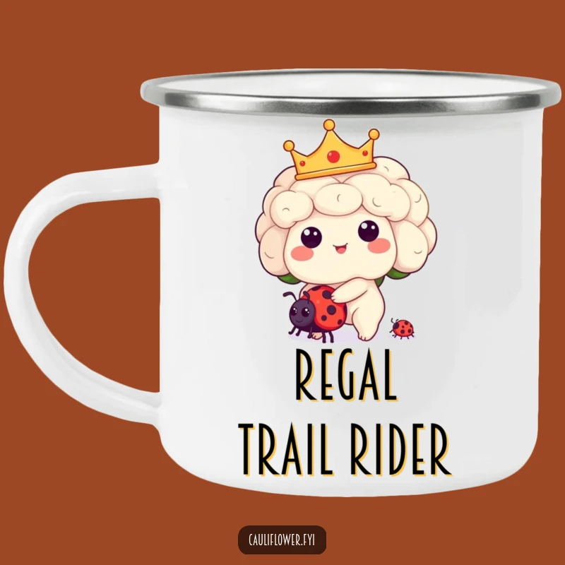 Funny Kawaii Cauliflower Camping Mug: Royal Adventures Outdoors!