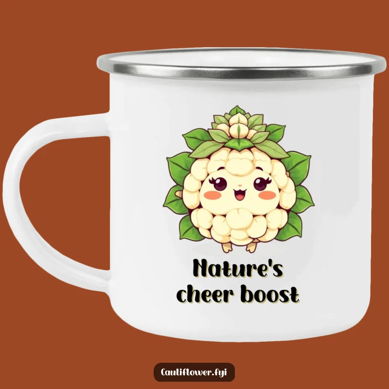 Funny Kawaii Cauliflower Cheer Camping Mug - Enthusiastic Outdoor Fun