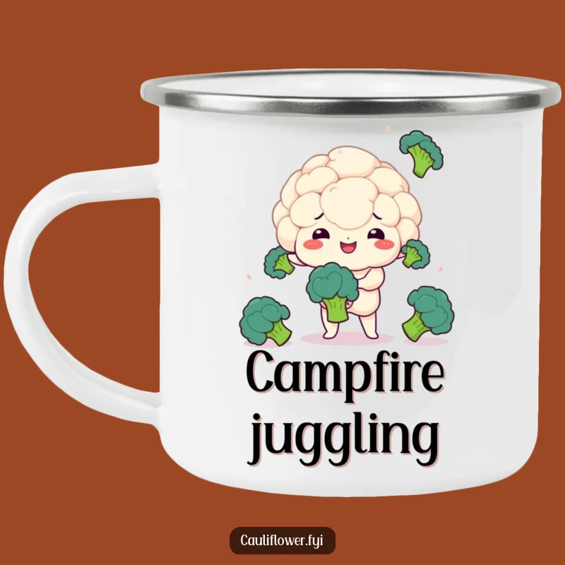 Funny Kawaii Cauliflower Juggling Camping Mug - Outdoor Skill Gift