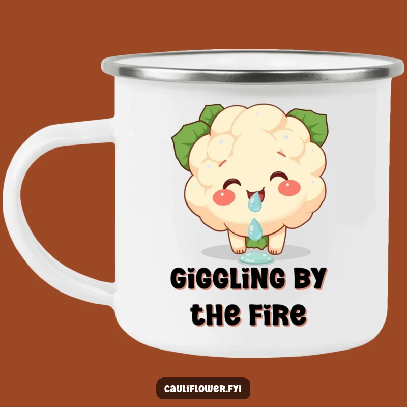 Funny Cauliflower Giggling Camping Mug - Adventure Fuel with Delicate Joy