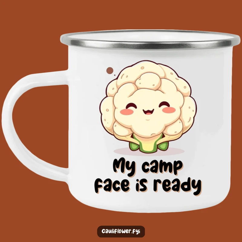 Funny Cauliflower Campfire Face Mug: Hilarious Outdoor Expressions for Adventurers
