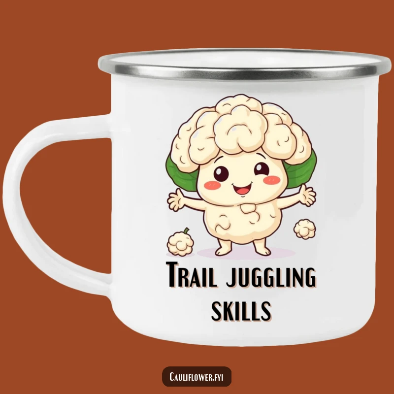 Funny Cauliflower Juggling Camping Mug: Hilarious Juggler for Outdoor Fun, Perfect Gift!