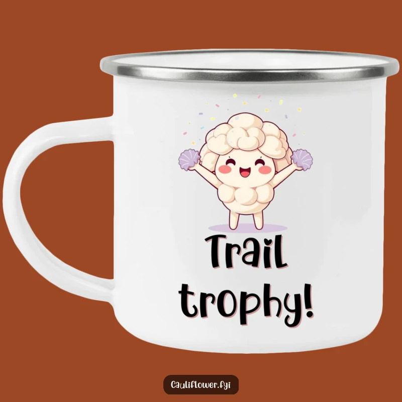 Funny Kawaii Cauliflower Adventure Mug: Hilarious Sips Around the Campfire