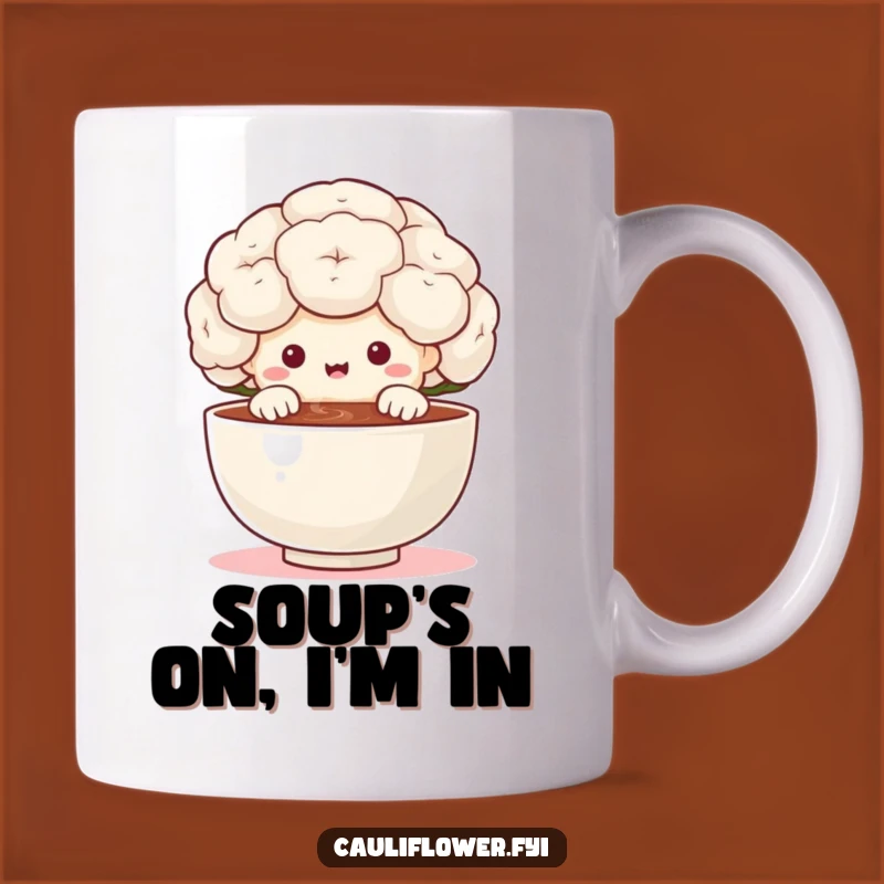 Funny Cauliflower Delight Mug: Peeking Veggie Surprise Gift for Foodies