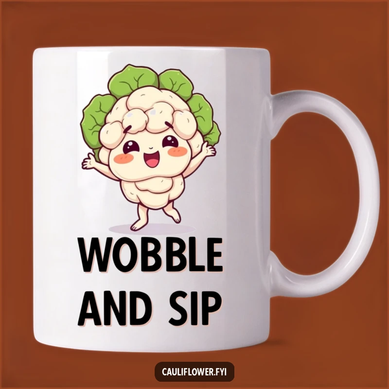 Funny Dancing Cauliflower Mug - Wobbly Veggie Groove Gift