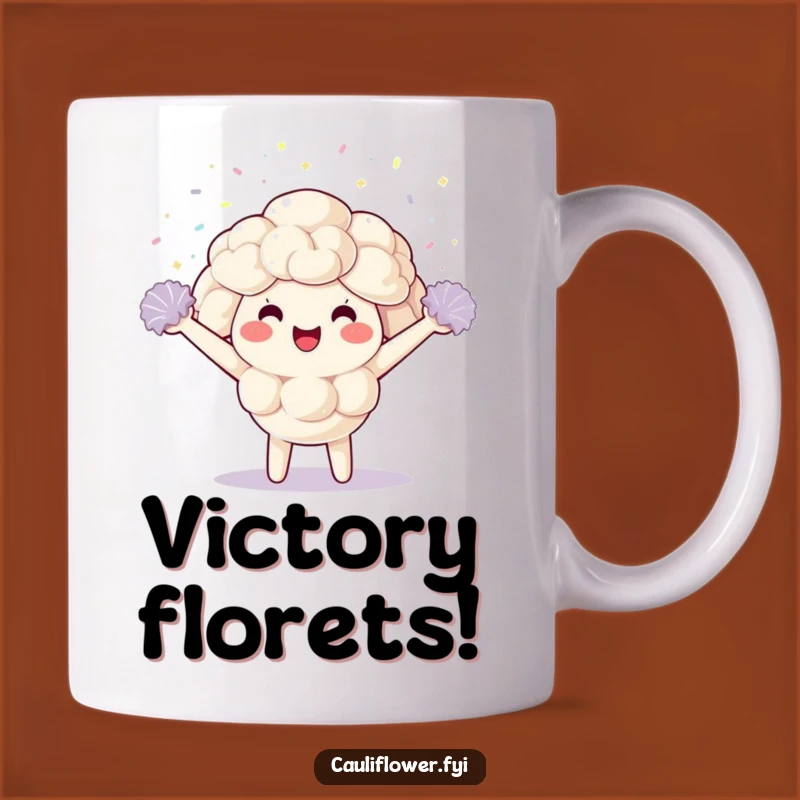 Funny Kawaii Cauliflower Cheers Mug: A Hilarious Victory Gift for Veggie Lovers