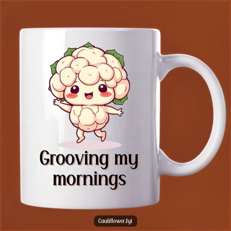 Funny Kawaii Cauliflower Dance Mug - Get Your Groove On Gift