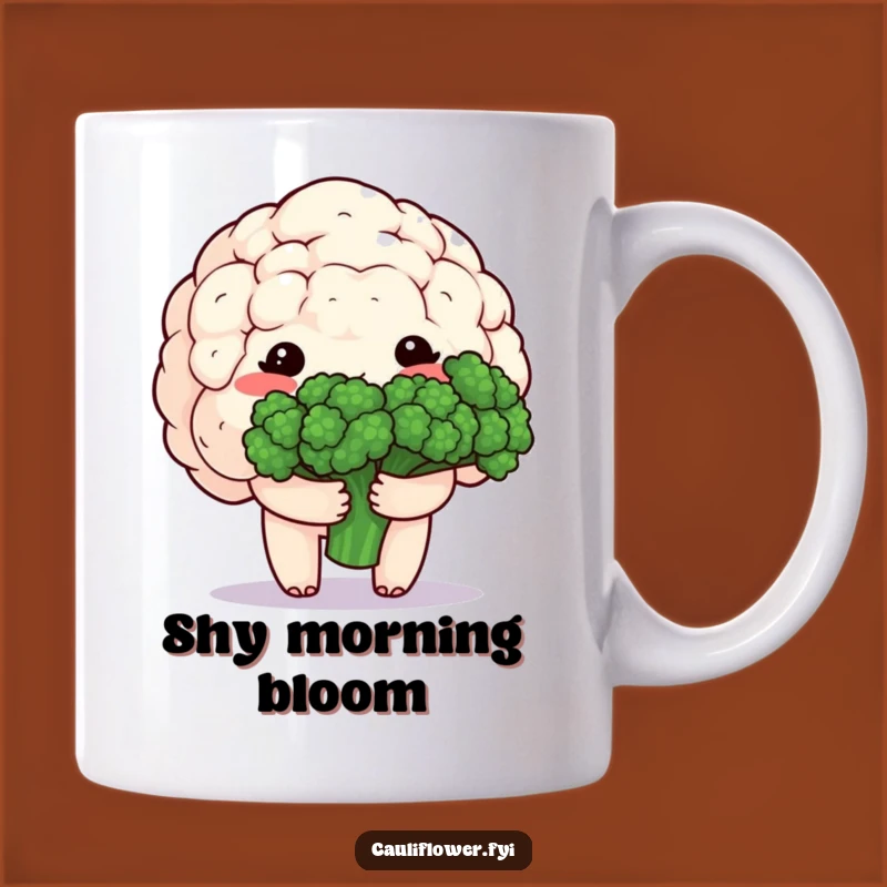 Funny Kawaii Cauliflower Mug - Shy Veggie Gift for Sweet Appreciation