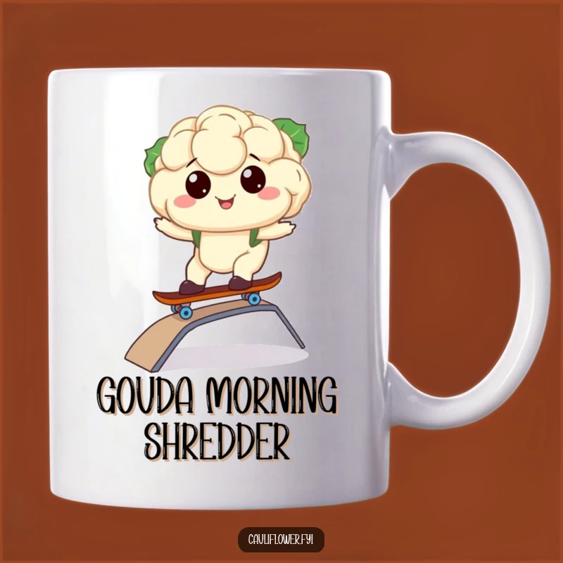Funny Kawaii Cauliflower Skater Mug - Cool & Humorous Gift