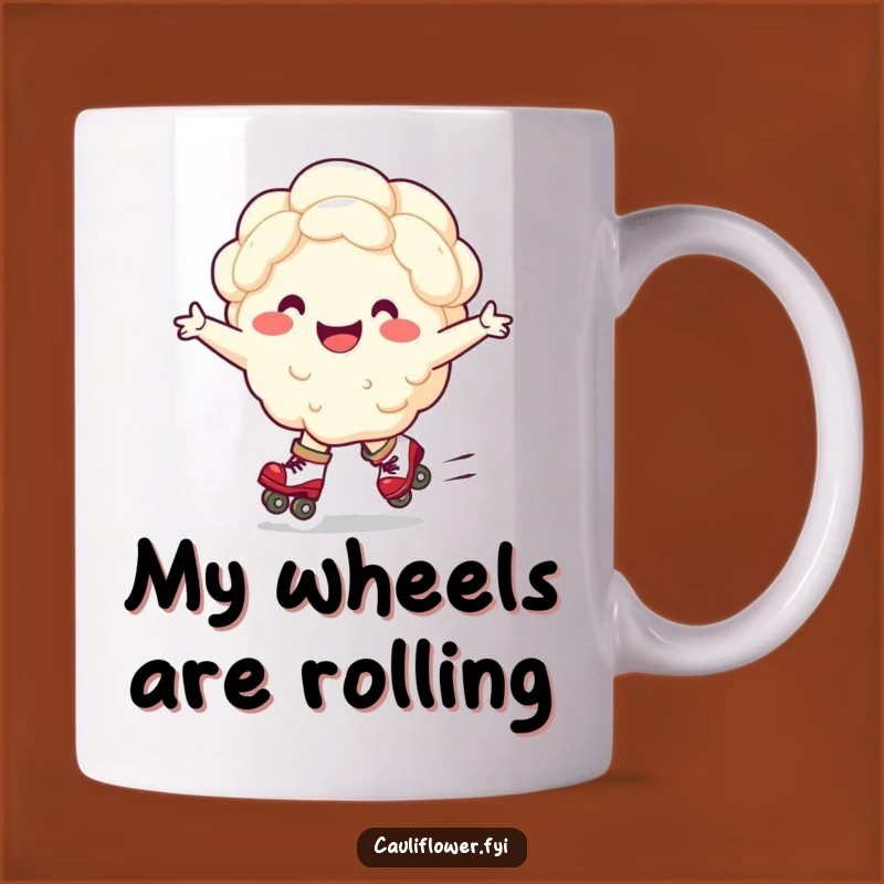 Funny Roller Skating Cauliflower Mug - Hilarious Vegetable Gift for Skaters