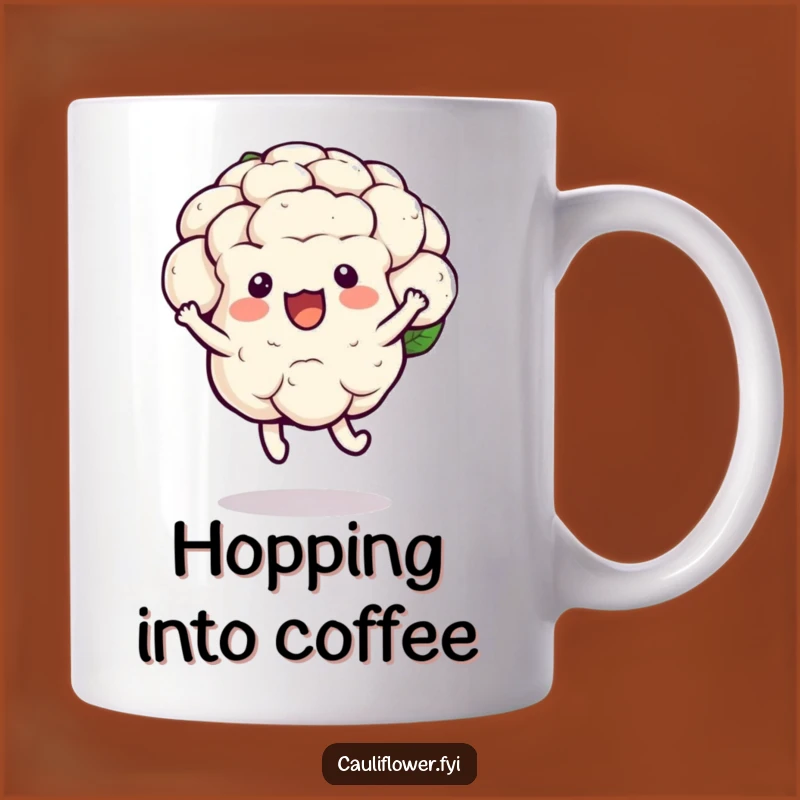 Funny Kawaii Cauliflower Hop Mug: Joyful Veggie Lover Gift