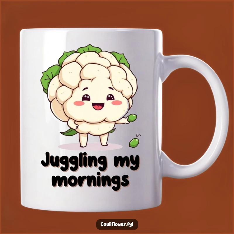 Funny Cauliflower Juggler Mug: Peas Please!, Hilarious Vegetable Gift!