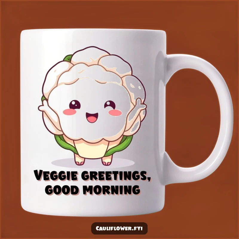 Funny Kawaii Cauliflower Wave Mug - Hilarious Veggie Gift for Enthusiastic Friends
