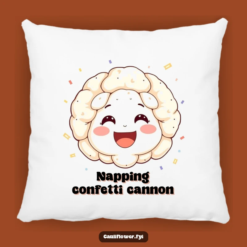 Funny Cauliflower Confetti Pillow: Cuddle Up with Festive Cheer