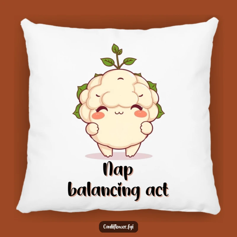 Funny Cauliflower Sprout Balance Pillow: Cuddle-Worthy Veggie Humor