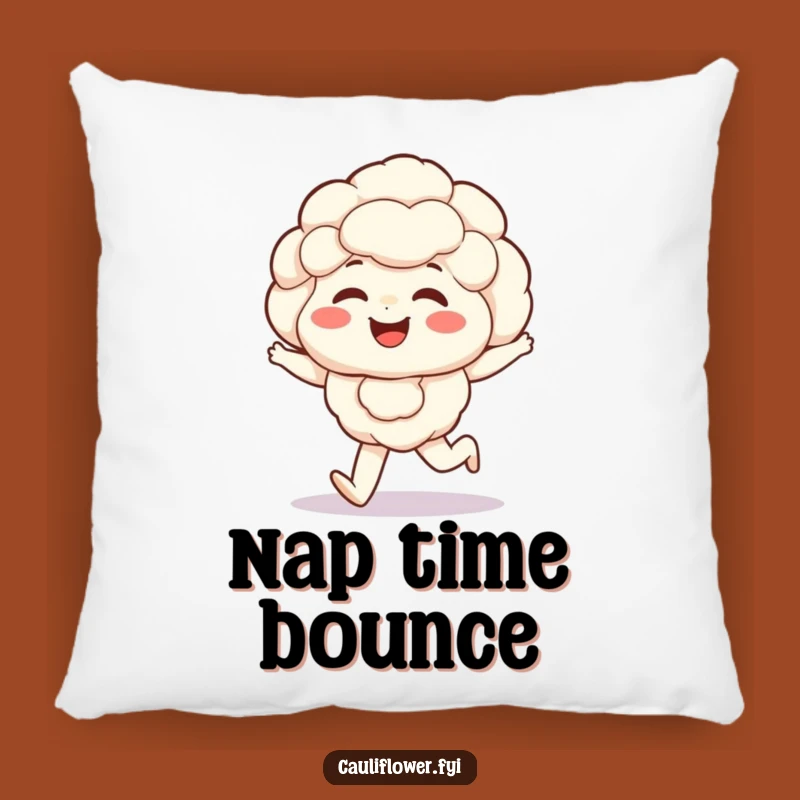 Funny Giggling Cauliflower Pillow: Cozy Happy Skipper Veggie Cushion