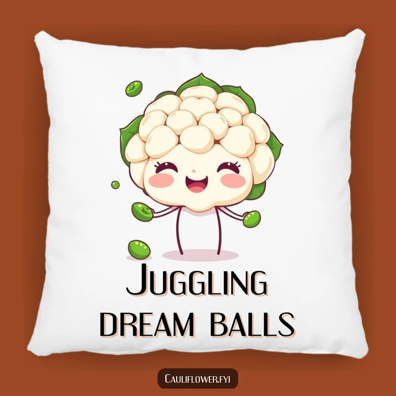 Funny Juggling Cauliflower Pillow, Cozy Veggie Talent Cushion for a Hilarious Gift
