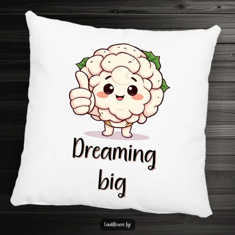 Funny Kawaii Cauliflower Pillow: A soft pillow featuring a cauliflower character giving a thumbs up with exaggeratedly large fingers, making it a funny decor piece.