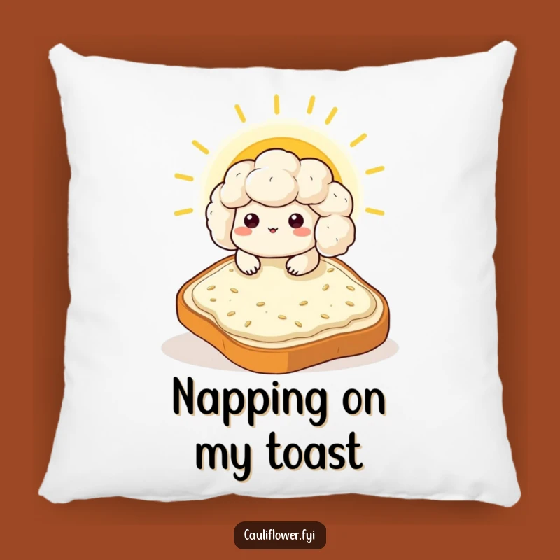 Funny Kawaii Cauliflower Toast Pillow - Cozy Humorous Comfort