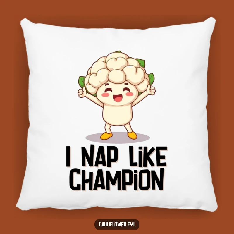 Funny Cauliflower Champion Pillow - Cozy & Hilarious Veggie Race Winner