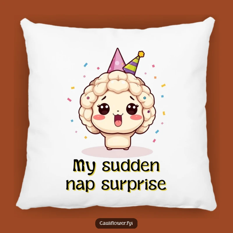 Funny Surprised Kawaii Cauliflower Pillow - Cozy Humorous Comfort Gift