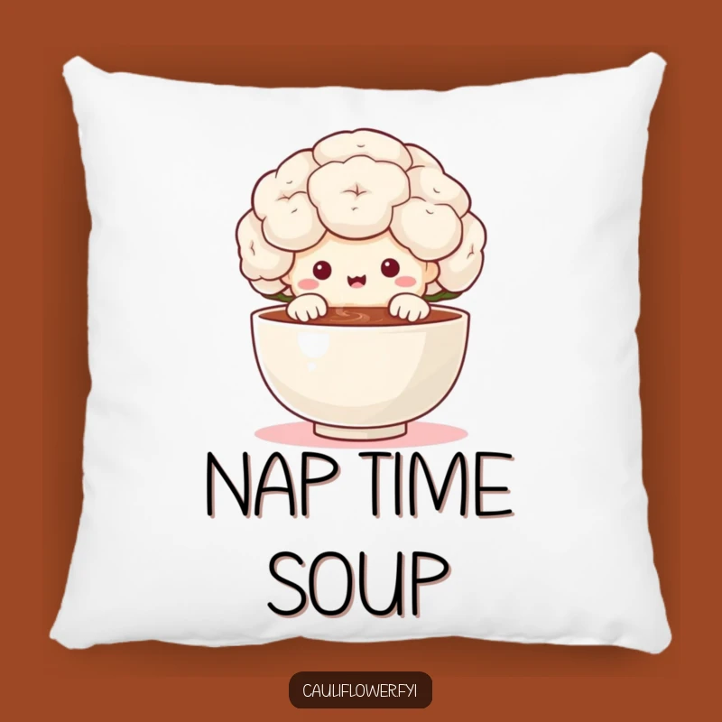 Funny Cauliflower Delight Pillow: Cozy Peeking Veggie Decor Gift