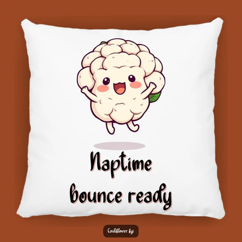 Funny Kawaii Cauliflower Hop Pillow: Cozy Joyful Veggie Decor