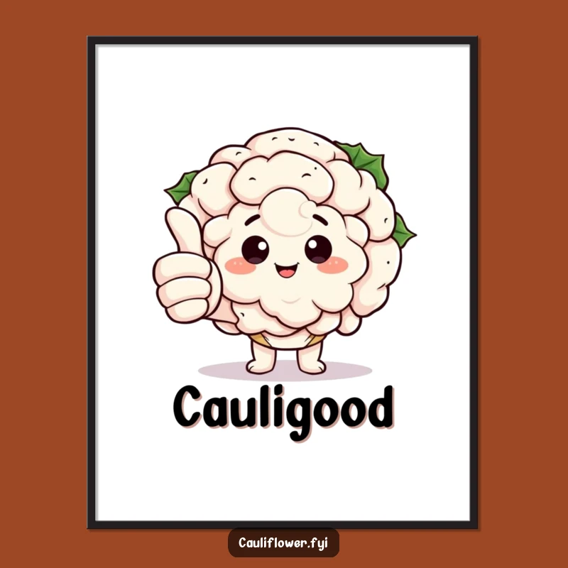 Funny Kawaii Cauliflower Thumbs Up Digital Art: Instant Approval, Hilarious Funny Gift