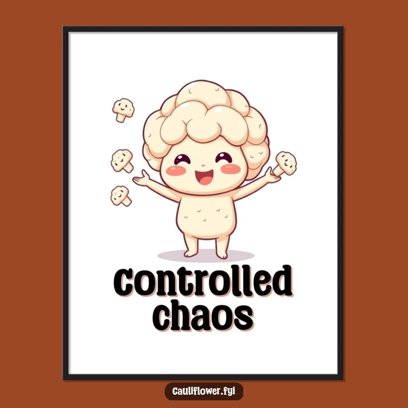 Funny Cauliflower Juggling Digital Art: Enthusiastic Veggie Print, Instant Gift