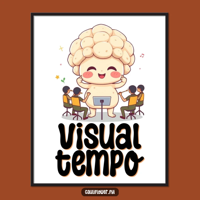 Funny Cauliflower Conductor Digital Art: Hilarious Orchestra Download, Instant Funny Gift!