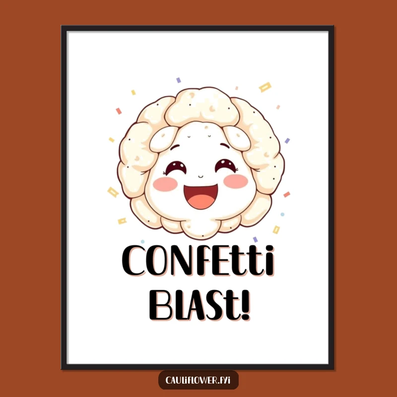 Funny Cauliflower Confetti Digital Art: Instant Festive Wall Decor