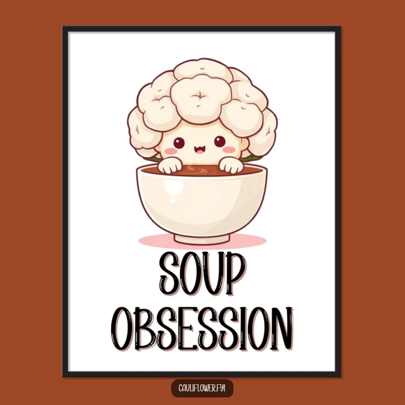 Funny Cauliflower Delight Digital Art: Peeking Veggie Foodie Print