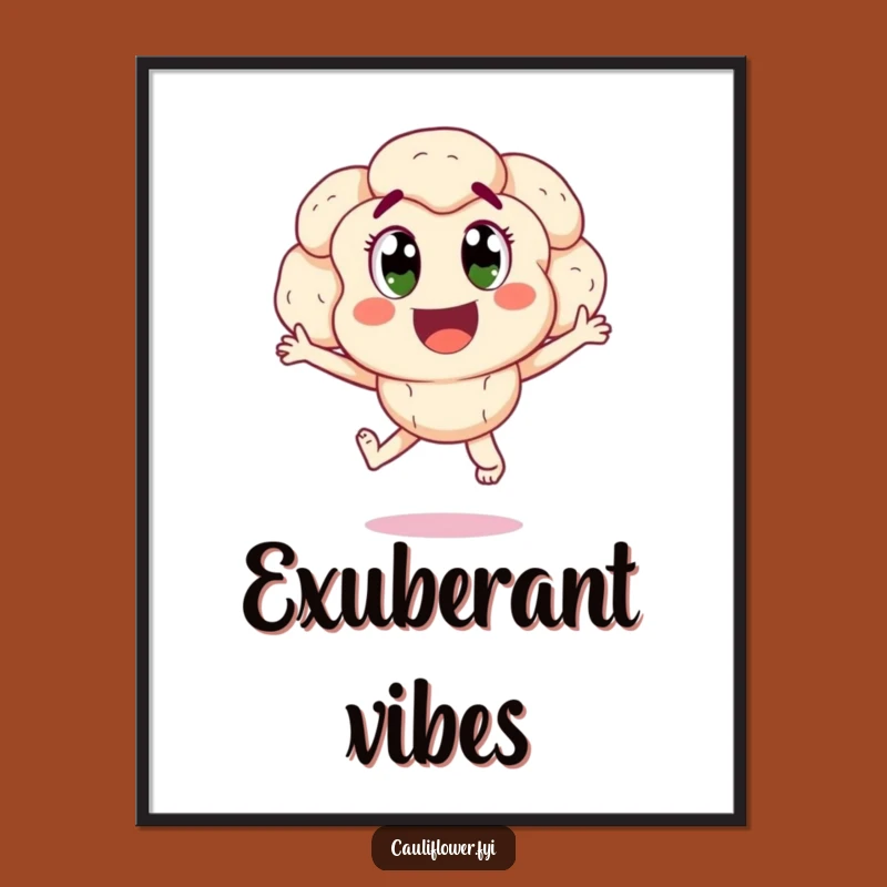 Funny Cauliflower Joy Digital Art: Exuberant Veggie Download, Instant Funny Gift!
