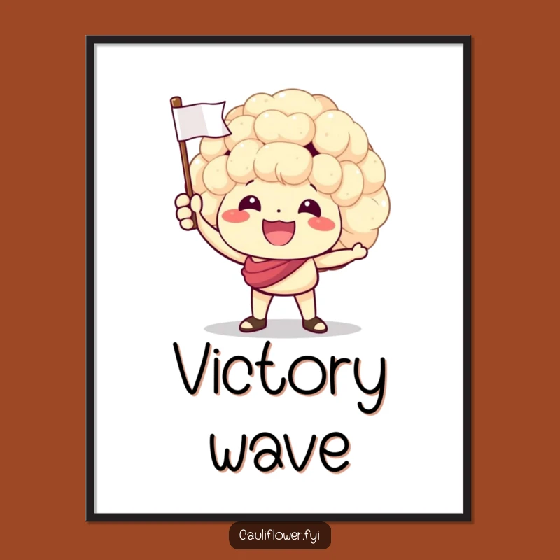 Funny Cheering Cauliflower Digital Art - Instant Veggie Celebration Print