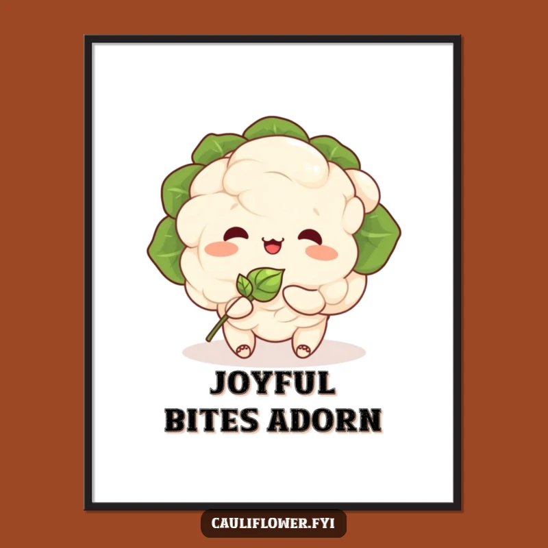 Funny Kawaii Cauliflower Digital Art: Instant Cute Veggie Friendship Decor!