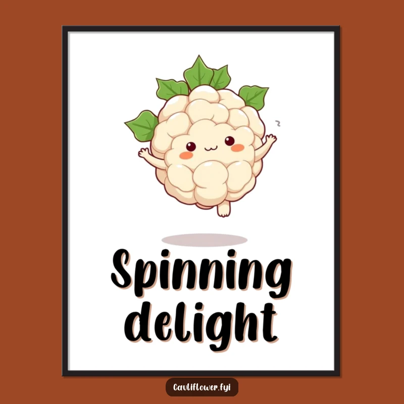 Funny Kawaii Cauliflower Pirouette Digital Art: Instant Cute Decor