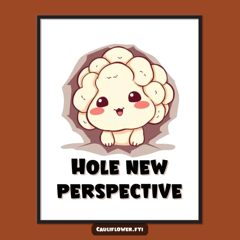 Funny Stuck Cauliflower Digital Art: Sheepish Grin Veggie for Humorous Decor