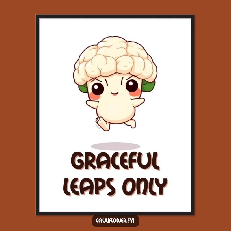 Funny Cauliflower Leaping Digital Art - Instant Joyful Decor with Veggie Fun