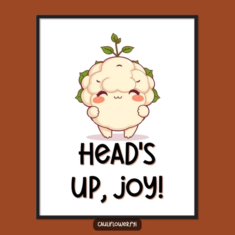 Funny Cauliflower Sprout Balance Digital Art: Instant Cute Veggie Decor