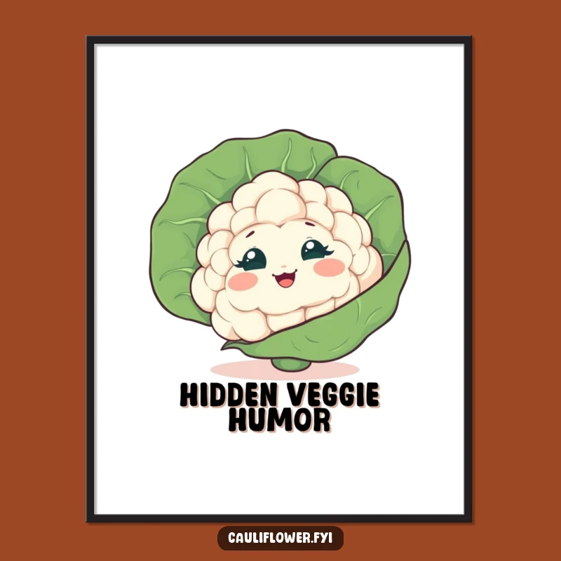 Funny Giggling Cauliflower Print, Digital Veggie Prankster Art for a Hilarious Gift