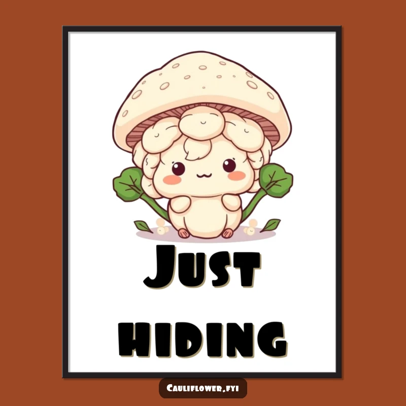 Funny Kawaii Cauliflower Hide Digital Art - Instant Playful Decor