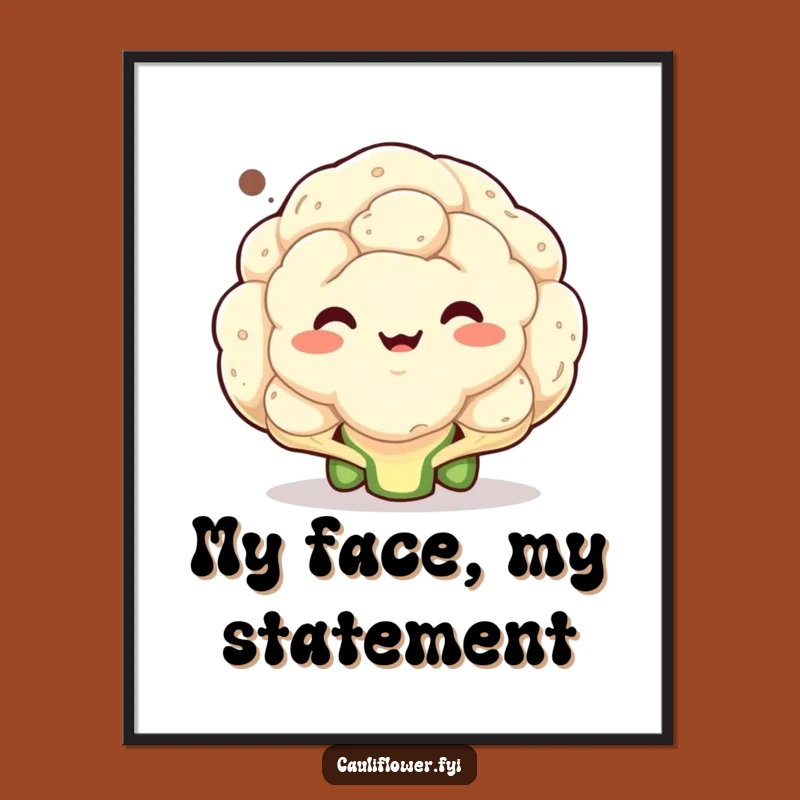 Funny Cauliflower Face Digital Art: Hilarious Veggie Expression for Instant Wall Charm